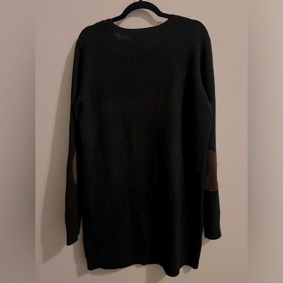 POLO RALPH LAUREN ITALIAN YARN BLACK WOOL SWEATER DRESS W/CALF ELBOW PATCHES XL - Picture 7 of 11